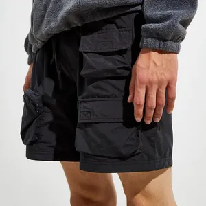 Celana Kargo Kasual Pinggang Tengah Celana Pendek Lari Celana Pendek Jin Fit Twill Cargo Baggy Pants dengan Kantong Samping untuk Pria
