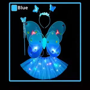 Glühende Schmetterlings flügel Licht zurück Dekoration Kinder Requisiten Prinzessin Fee Zauberstab Dreiteiliges Set für Ramadan Zubehör - Product Image 2