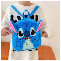Sac à dos en peluche Stitch tendance, motif dessin animé Kawaii, grande capacité, mignon, rose, en coton PP, pour enfants de maternelle et filles