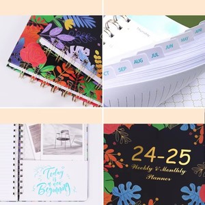 Agenda scolaire 2026-2027 A5, couverture rigide florale, carnet à spirale avec mois à onglets, listes de tâches et pochette photo pour <span class=keywords><strong>le</strong></span> suivi des objectifs - Product Image 2