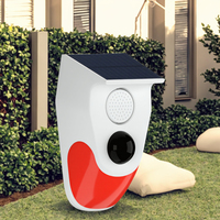 WiFi 120db tahan air nirkabel Alarm keamanan PIR Sensor gerak lampu sirene untuk rumah luar ruangan bertenaga surya dibuat