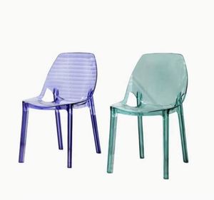Chaise en cuir transparent de luxe léger, chaise de table pour salon de thé, chaise de salle à manger domestique, tabouret de maquillage, design Art Déco, forme USA - Product Image 5