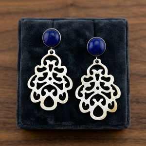Ensembles de boucles d'oreilles pendantes en laque du Vietnam faites à la main pour unisexe avec des pierres de perles de diamant bijoux en acier inoxydable pour anniversaire - Product Image 3