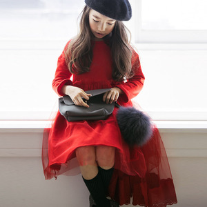 New Modern Wedding Vintage Flower Lace <b>Chinese</b> <b>Dress</b> <b>Red</b> Empire Waist for Tod of Cuhk Children - Product Image 2