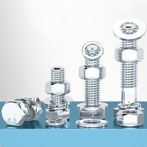 Vis à tête hexagonale en acier au carbone zingué de grade 4.8, avec filetage complet ou partiel, et jeu de écrous, tige de boulon combinée M6-M30mm - Product Image 4