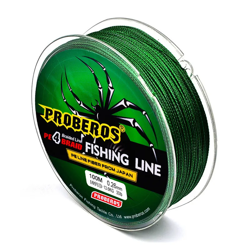 Wholesale Factory Price 100M 4 Strand 5 colors Green Label PE Braided Fishing Line