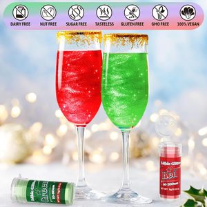 Paillettes comestibles pour boissons, 7 couleurs, ensemble de poudre scintillante de qualité alimentaire, poudre à saupoudrer pour décorations de cocktails/gâteaux/boissons, biscuits - Product Image 3