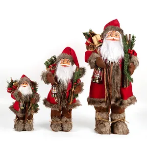 Высокое качество 30/45/60 см Искусственный ПВХ Noel стоящие рождественские игрушки Санта-Клаус Фигурки кукла для украшения
