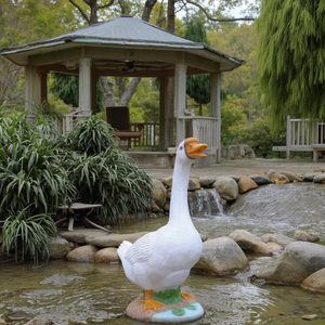 20 inch levensgrote groothandel op maat gemaakte hars ambachtelijke tuin buiten decoratie veranda gans beeldje standbeeld - Product Image 5