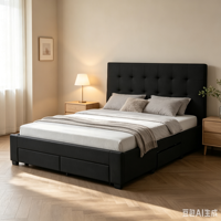 Lit rembourré de haute qualité au design moderne, alliant luxe haut de gamme, confort et style tissu moderne