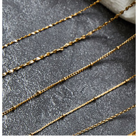 Collier Chaîne Universelle FY Tendance en Acier Inoxydable Plaqué Or 18K, Types Mailles Box, Serpent, Corde, Figaro, Lèvres, Collier Chaîne Fine Superposable pour DIY