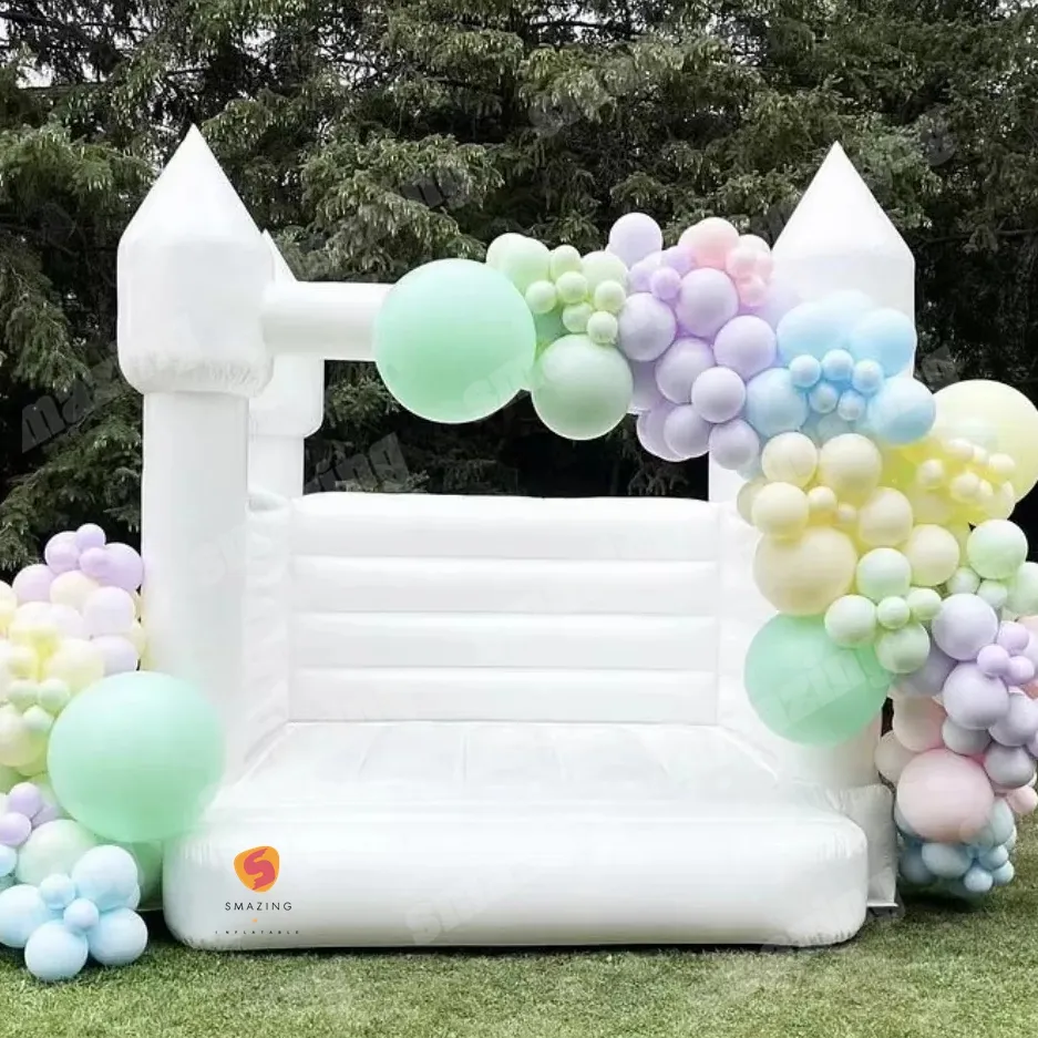 Bán Hot Wedding party Wedding Inflatable lâu đài Bouncer Trắng nhảy lâu đài Inflatable Đồ chơi màu trắng Balls Inflatable Bouncer