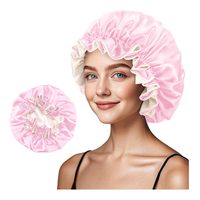Bonnet de nuit réversible en satin SOLPOP à double couche avec bordure à volants fleuris, grand bonnet de princesse pour femmes aux cheveux longs et bouclés