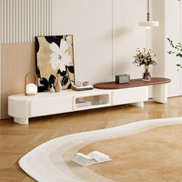 Meuble TV en MDF de style médiéval couleur crème pour salon, nouveau modèle 2025, ensemble table basse sur pied, modèle 918