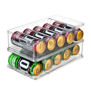 自動ディスペンサービンソーダビール缶飲料用クリアプラスチックフリーザー収納ボックス長方形射出冷蔵庫ドリンク - Product Image 1