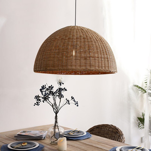 Rattan Pendant <b>Light</b> Round Led Single Head For Living Room And <b>Dining</b> Room - Product Image 1