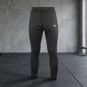 Pantalon de survêtement noir slim fit pour homme Tombola Sports en Spandex/Coton avec cordon de serrage, taille élastique et logo sur la jambe droite – Idéal pour l'automne - Product Image 4