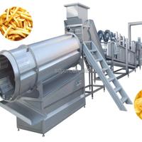 Op maat gemaakte complete productielijn voor het verwerken van gefrituurd voedsel, zoals aardappelchips, kip, vis, en machines voor het paneermeel en het bespatten.
