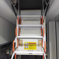 Échelle de grenier électrique manuelle télescopique pliable 24H pour villa de luxe, gain de place intérieur, en métal