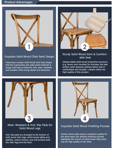 Sedia <span class=keywords><strong>da</strong></span> Pranzo Moderna <span class=keywords><strong>in</strong></span> <span class=keywords><strong>Legno</strong></span> Massello/Cuscino/Rattan con Schienale Incrociato per Ristoranti e Hotel, Arredamento per Soggiorno - Product Image 2
