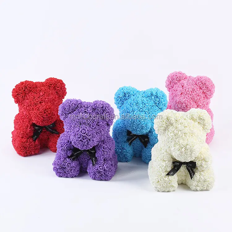 Hadiah Mawar Beruang Teddy 40Cm Kualitas Baik untuk Valentine MOQ Kecil Grosir