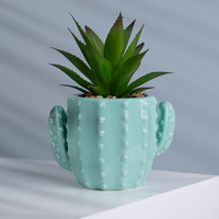 Pots de plantes Cactus visuel, 7 pièces, plantes succulentes en céramique avec plante pour décoration de bureau, vente en gros