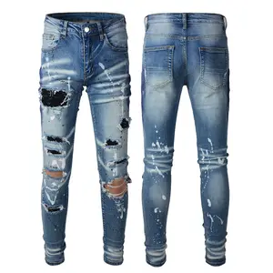 Новые стильные джинсовые джинсы в наличии, модные дизайнерские Джинсовые брюки из известных брендов, ковбойские облегающие брюки Amiry demin