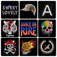 Patch logo thermocollant en strass à motif personnalisé, adhésif haute résistance, lavable, pour vêtements streetwear, accessoires vestimentaires, en gros