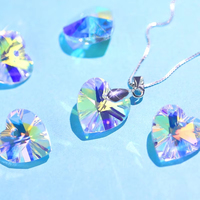 28 pièces de pendentifs en strass de verre couleur AB de 14 mm, breloques Cœur/Étoile/Ours pour la fabrication de bijoux, à coudre, à dos plat, pour colliers, boucles d'oreilles et projets DIY