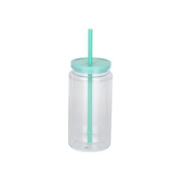 Nouvelle tasse à paille en plastique colorée, simple et élégante, avec couvercle, double paroi, portable, 16 oz, isolation thermique, pour boissons, fabrication en usine