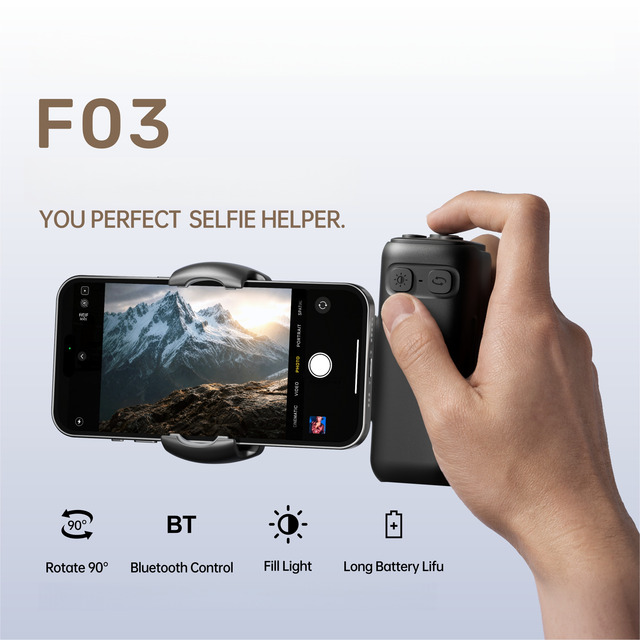 Portable BT Remote Control Phone Shooting Camera Grip Mobile Phone Stabilizer Wireless Selfie Handle with Fill Light for Phones