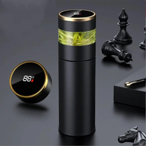 Taza de té inteligente con medición de temperatura 316, taza aislada con pantalla LED de temperatura, taza de viaje con filtro de acero inoxidable - Product Image 1