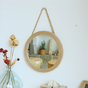 <span class=keywords><strong>Espejo</strong></span> <span class=keywords><strong>Redondo</strong></span> de Pared de Yute Vintage, Estilo Bohemio, <span class=keywords><strong>Espejo</strong></span> de Maquillaje Colgante <span class=keywords><strong>para</strong></span> Baño y Decoración del Hogar - Product Image 2