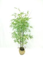 Arbre en bambou artificiel ignifuge, résistant aux UV, écologique, avec tiges en bois véritable naturel, 150 cm, verdure artificielle de luxe pour jardin