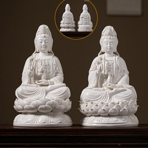 Estatua de Bodhisattva Guanyin de Cerámica Blanca Estilo Chino, Loto con Retroiluminación LED, Decoración Zen para Mesa de Hogar, Porta Incienso - Product Image 3