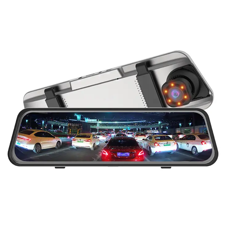 Advanced car monitor driving camera recorder dual lens car track 1080p rearview mirror dash cam