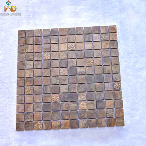 Mosaïque en bronze antique avec motif floral, style rustique vintage pour la décoration murale de la salle de bain, de la cuisine, du dosseret - Product Image 1