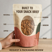 Sachet Doypack Personnalisé Compostable pour Granola et Noix, Sachet Doypack Personnalisé pour Emballage de Noix et Graines avec Fenêtre, Fournisseur OEM