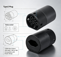 Adaptateur V2L 3,5 kW 10-16A Type 2 vers prise suisse, connecteur de décharge véhicule-chargeur pour alimentation extérieure de véhicule électrique