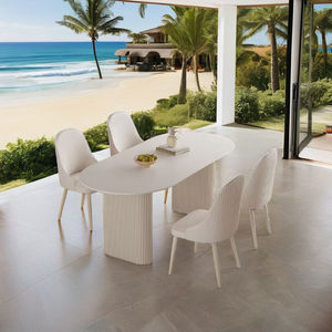 Роскошный кремовый Овальный Современный Простой чистый белый столовый набор переработанных сосен металлические ножки для дома, бара, квартиры, гостиничной мебели небольшого размера - Product Image 3