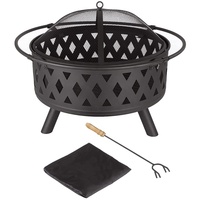 Brasero d'extérieur rond à trois pieds en fer, foyer portable pour bois