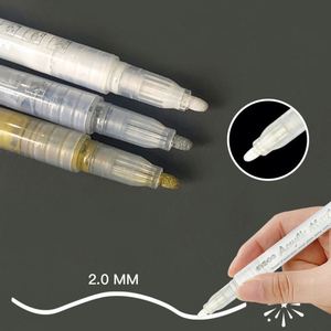 White Silver Gold Durable Plastic Art Markers Set Medium Reversible Tips for Fabric Acrylic Paint-Paint <b>Pens</b> - Product Image 4