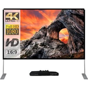 Écran de projection 3D électrique portable de 100 pouces avec support pour films à la maison et dans le jardin Résolution 4K en plein air Format 16:9 - Product Image 4