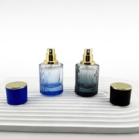 En stock, flacons de parfum en verre colorés à rayures verticales, portables, 30 ml, 50 ml, flacons de parfum en verre vides avec vaporisateur à pression