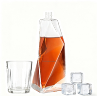 Bouteille de vin en verre super flint taillée à facettes de luxe 750 ml personnalisable et rechargeable pour whisky, vodka, tequila, brandy