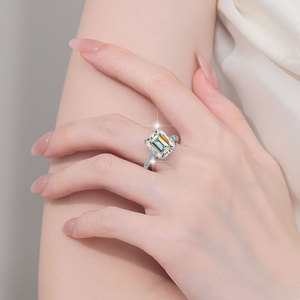 Fine Jewelry 5/10Ct Emerald Diamond Solitaire Rings S925 Sterling Silver VVs1 Large Moissanite Ring Band of Wedding Engagement - Product Image 4