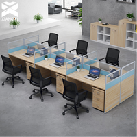 Bureau de travail moderne en forme de I avec tiroirs, bureau pour 6 personnes, table de bureau, mobilier de bureau, poste de travail