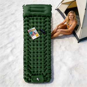 Portable Inflatable Camping Sleeping Mat Foot Press Thickened Lightweight Backpacking Air <b>Pad</b> with Pillow for Outdoor Hiking - Product Image 1