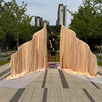 NIKA Cortinas Elegantes para Bodas, Telón de Fondo con Marco Metálico en Forma de S, Soporte de Arco para Telón de Fondo Ondulado