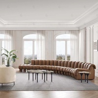 Canapé modulaire de luxe moderne de haute qualité, nouveau design, pour villa, salon, hôtel, en similicuir capitonné, sectionnel, forme ovale, confortable